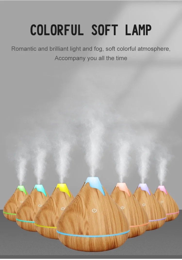 350ml USB Wood Grain Aroma Diffuser & Humidifier