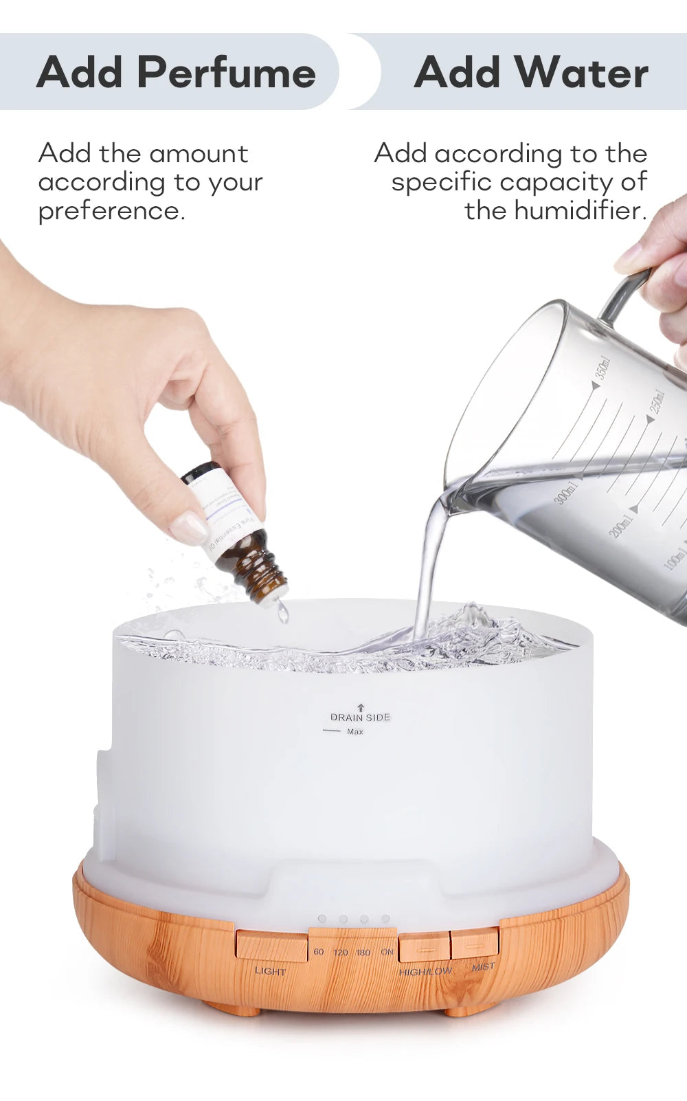 Ultrasonic Essential Oil Diffuser & Humidifier (300/500/1000ml)