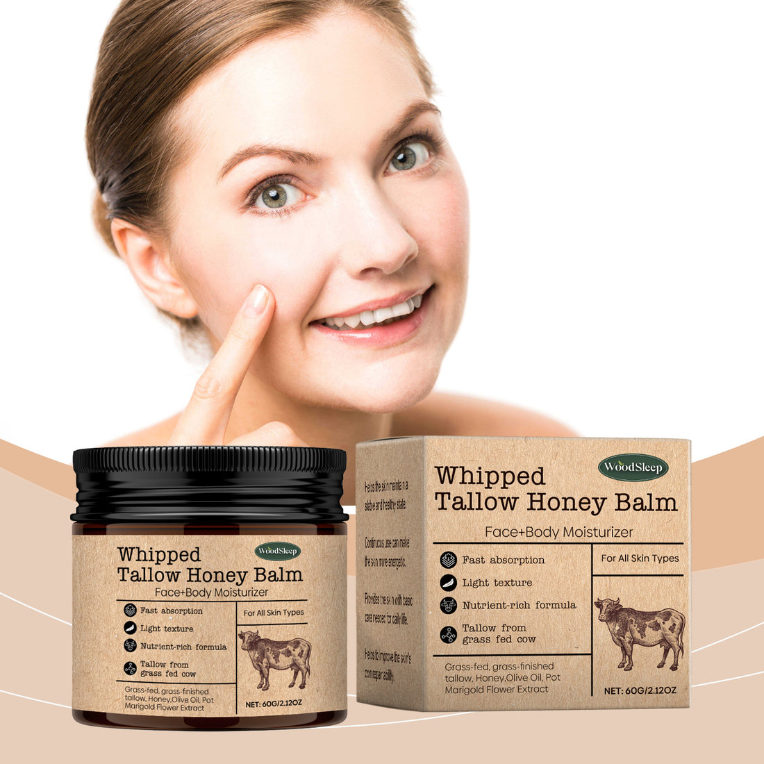 WoodSleep Beef Tallow Moisturizing Cream with Wild Honey
