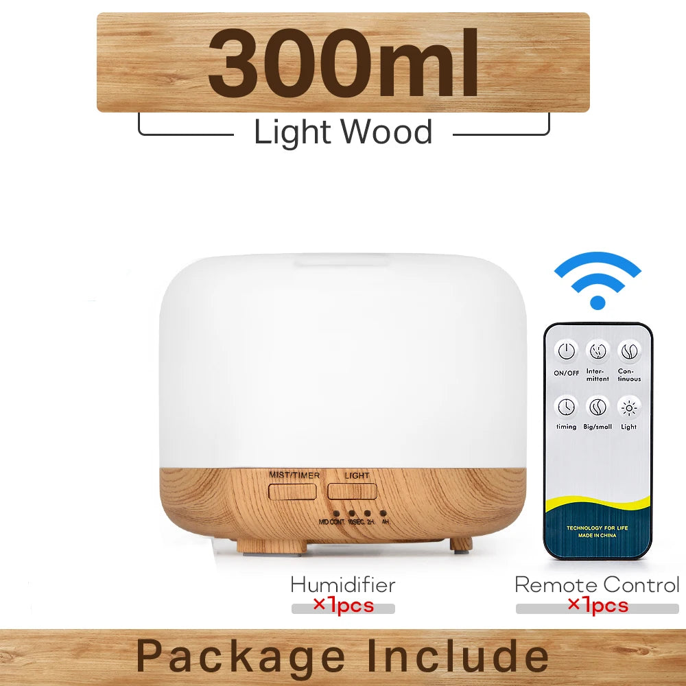 Ultrasonic Essential Oil Diffuser & Humidifier (300/500/1000ml)