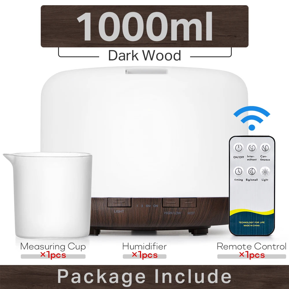 Ultrasonic Essential Oil Diffuser & Humidifier (300/500/1000ml)