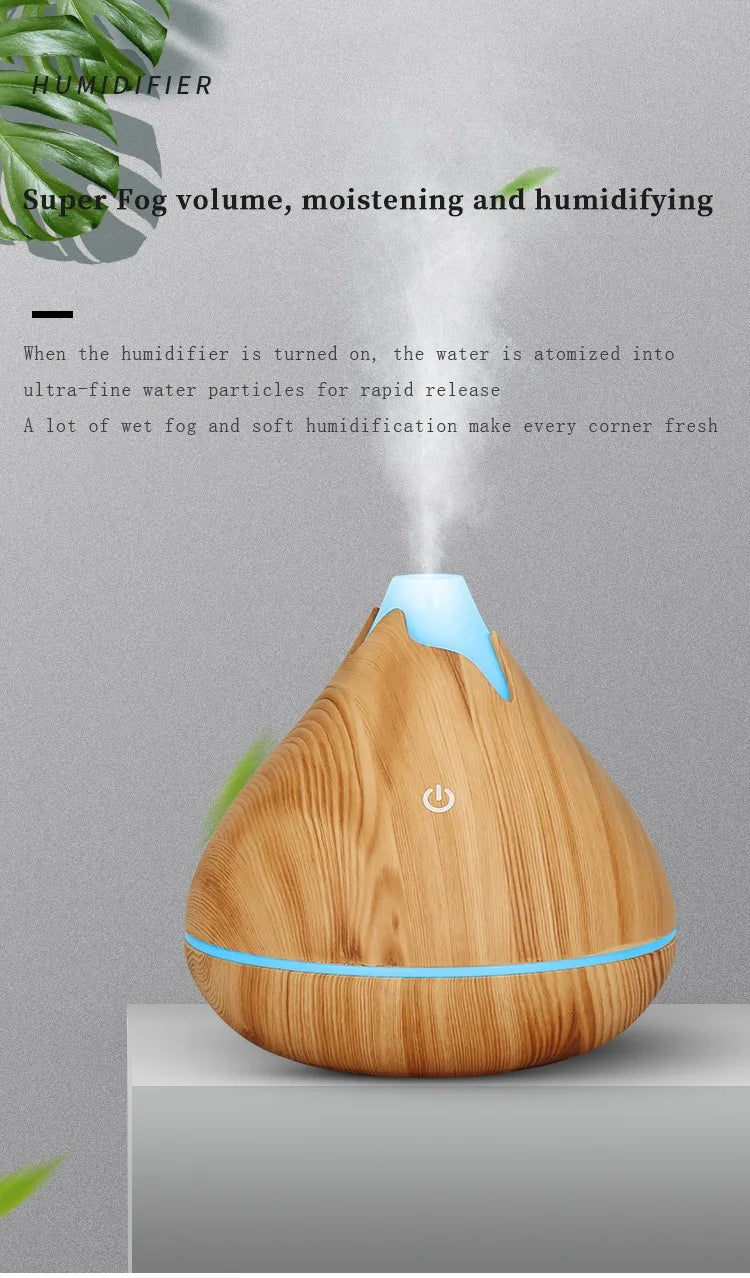 350ml USB Wood Grain Aroma Diffuser & Humidifier