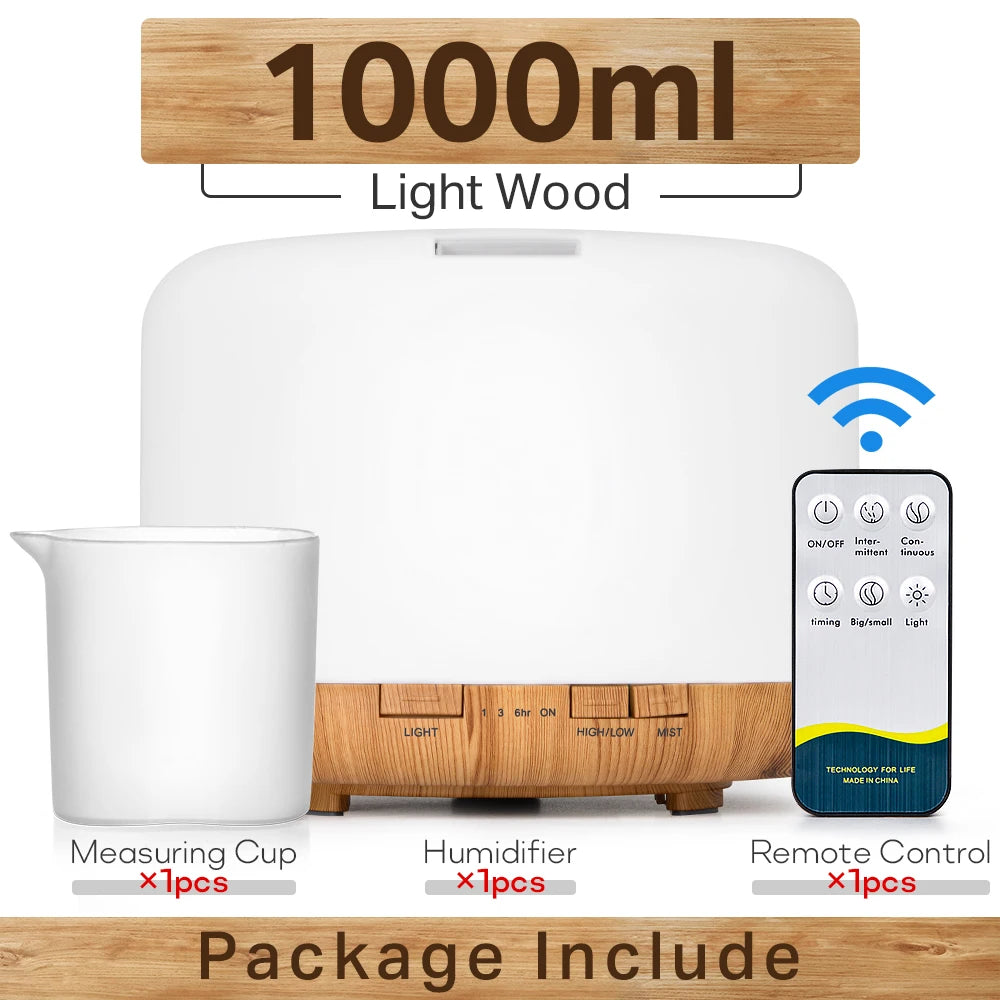 Ultrasonic Essential Oil Diffuser & Humidifier (300/500/1000ml)