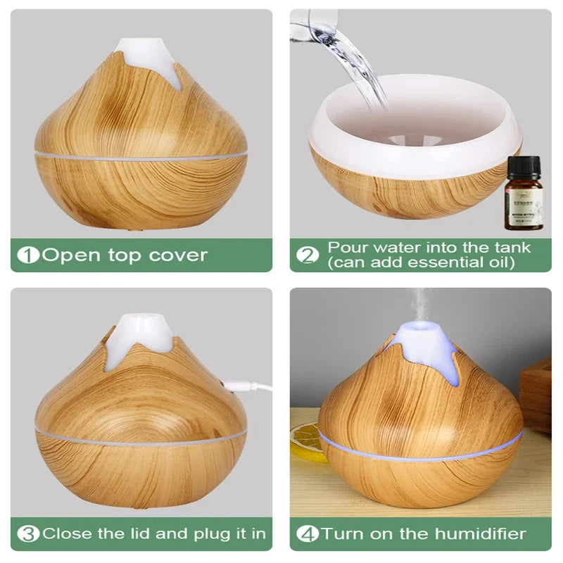 350ml USB Wood Grain Aroma Diffuser & Humidifier