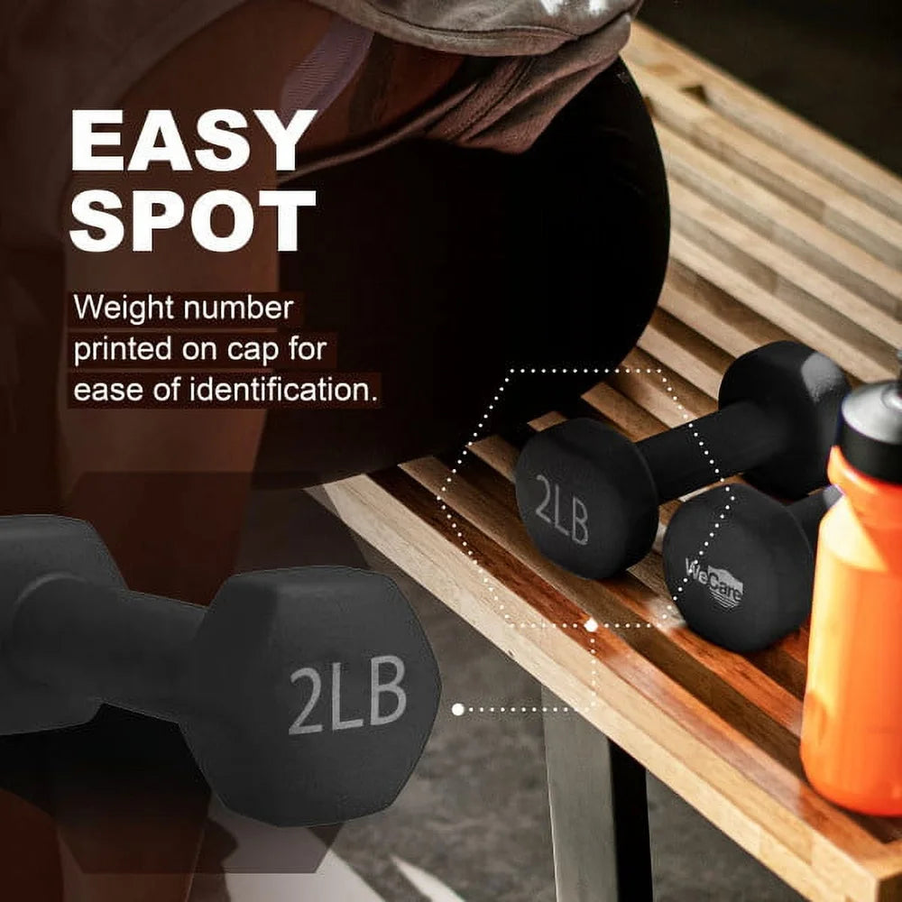 2lb Neoprene Coated Hex Dumbbell Pair