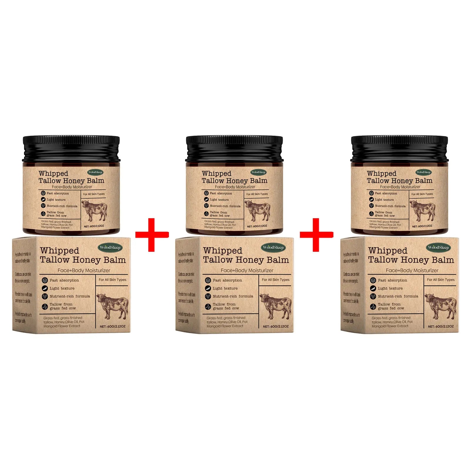 WoodSleep Beef Tallow Moisturizing Cream with Wild Honey