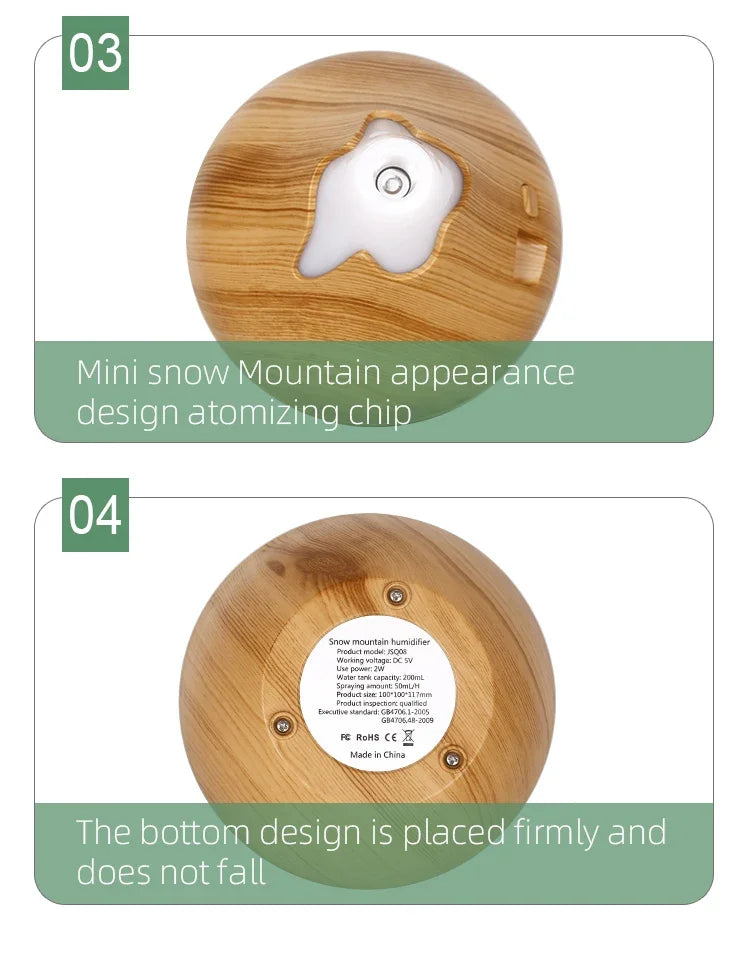 350ml USB Wood Grain Aroma Diffuser & Humidifier