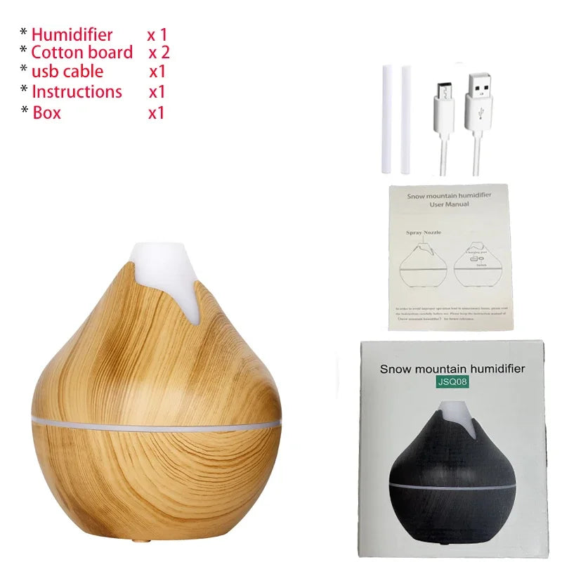 350ml USB Wood Grain Aroma Diffuser & Humidifier