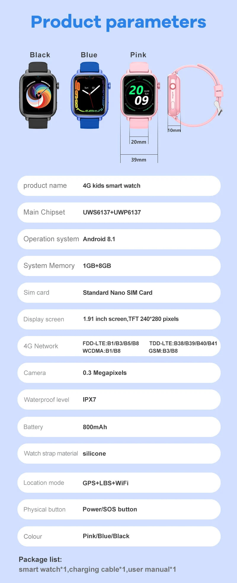 4G Kids GPS Smartwatch