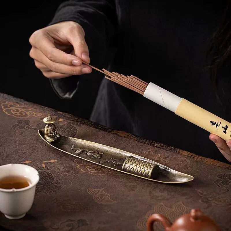 Japanese Style Boat Incense Holder with Fishing Man