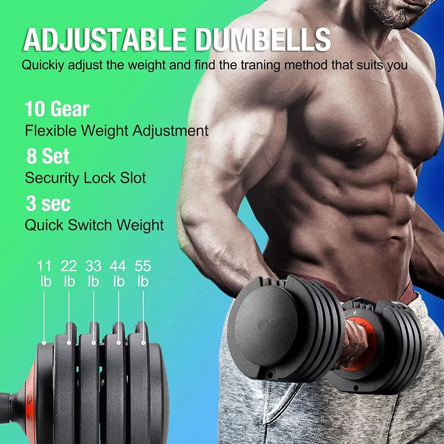Adjustable Dumbbells Set 25–55lbs