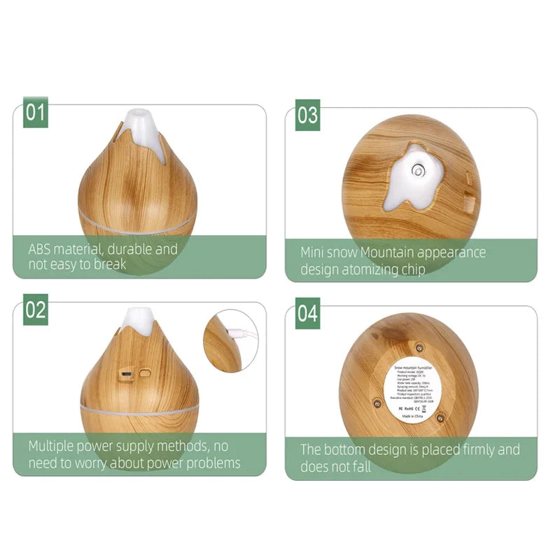 350ml USB Wood Grain Aroma Diffuser & Humidifier