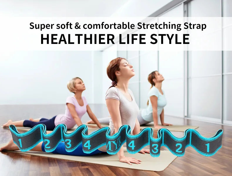 Elastic Yoga Stretching Strap with Loops