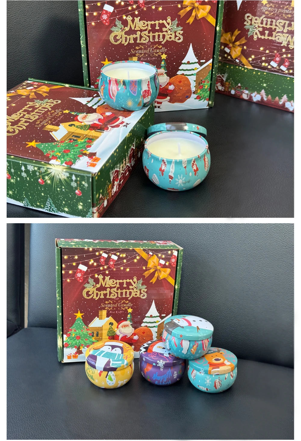 4pcs Christmas Soy Wax Aromatherapy Candle Set