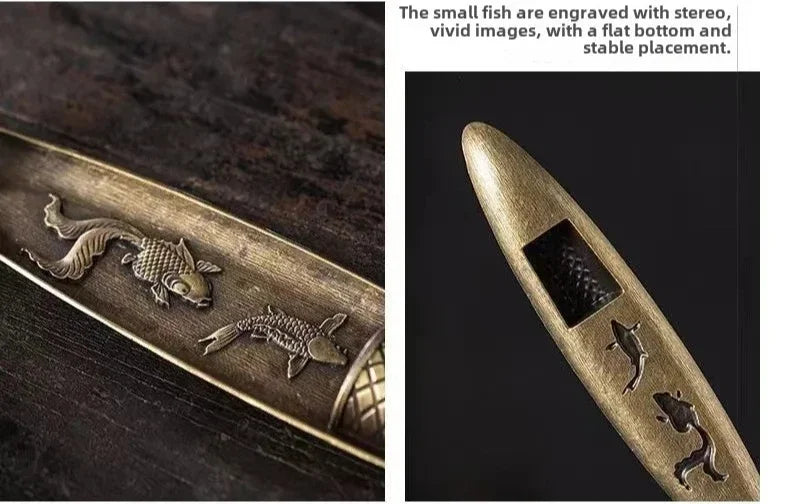 Japanese Style Boat Incense Holder with Fishing Man