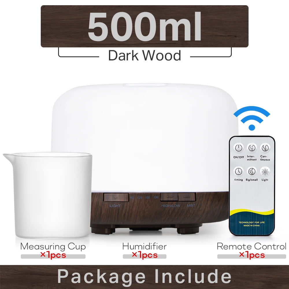 Ultrasonic Essential Oil Diffuser & Humidifier (300/500/1000ml)