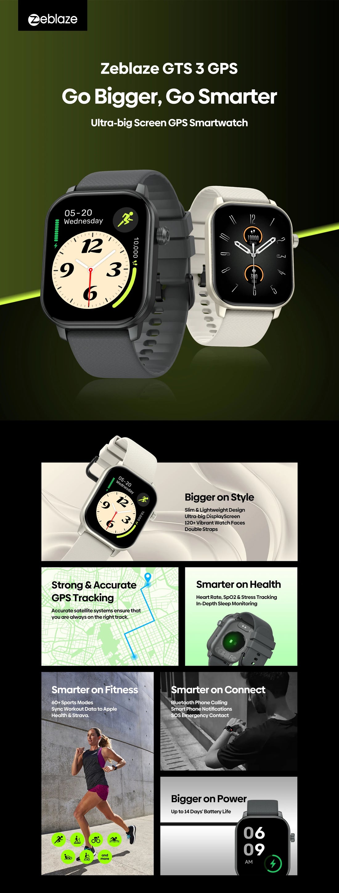Zeblaze GTS 3 GPS Sports Smartwatch