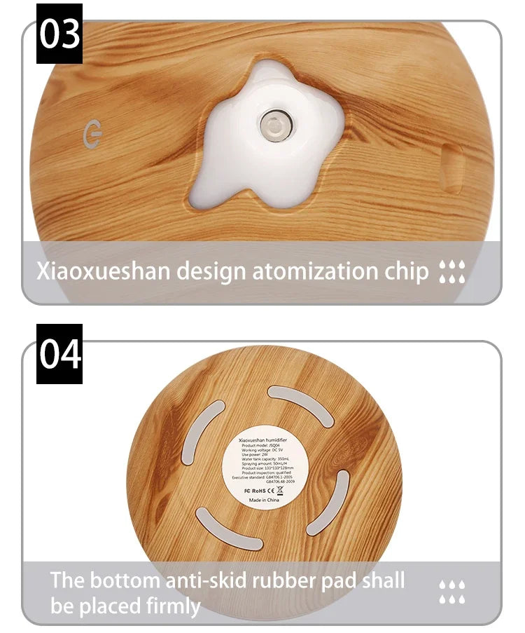 350ml USB Wood Grain Aroma Diffuser & Humidifier