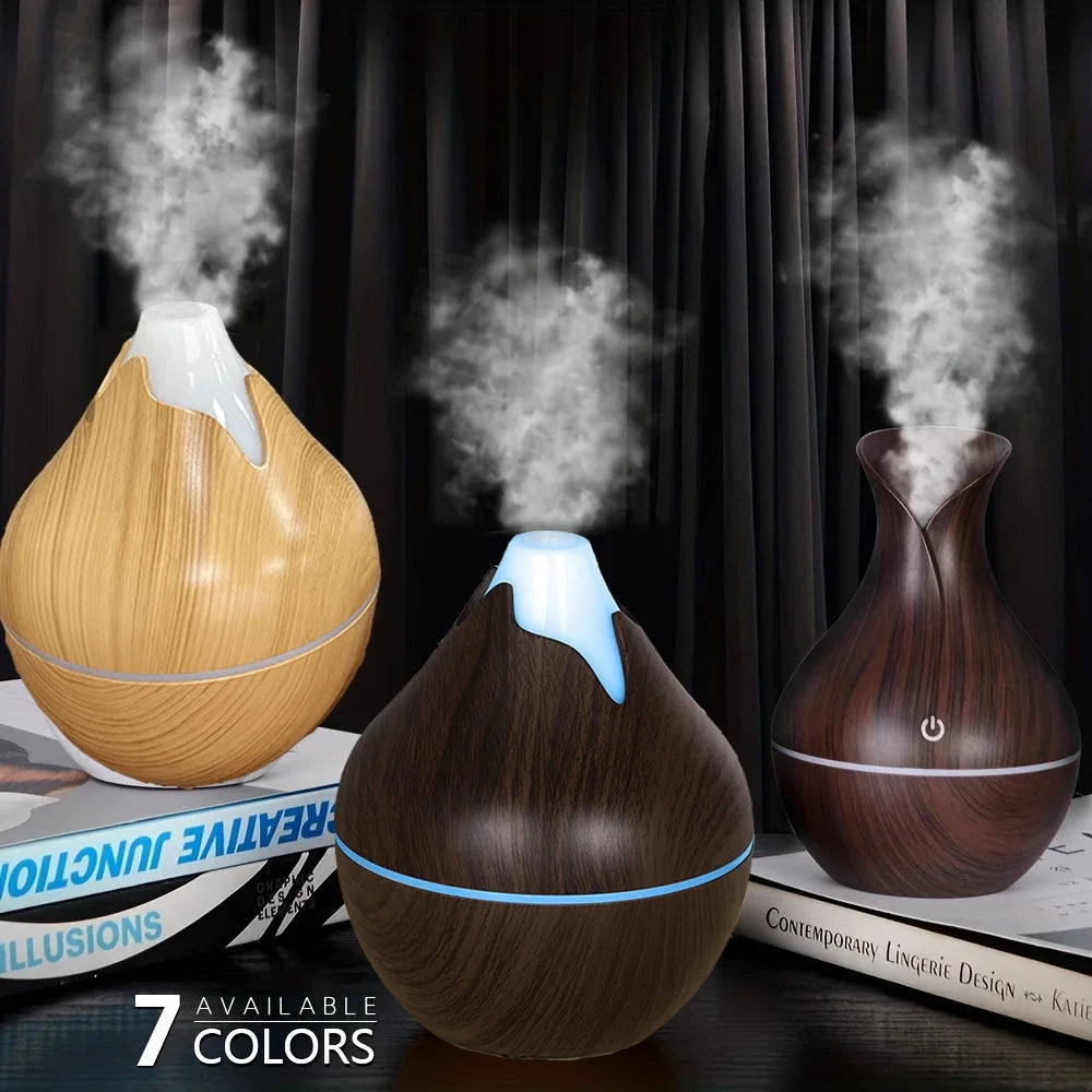 350ml USB Wood Grain Aroma Diffuser & Humidifier