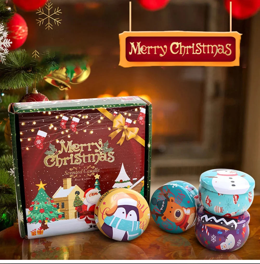 4pcs Christmas Soy Wax Aromatherapy Candle Set