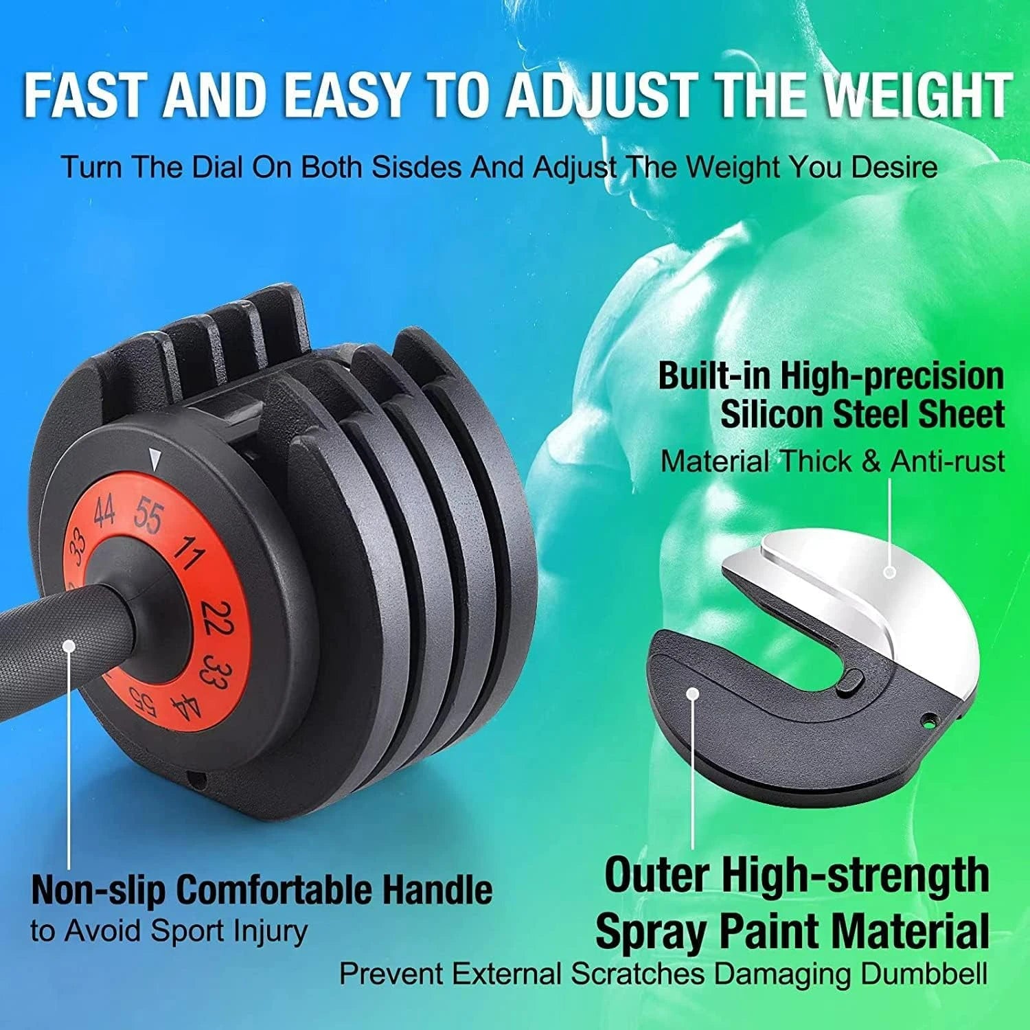 Adjustable Dumbbells Set 25–55lbs