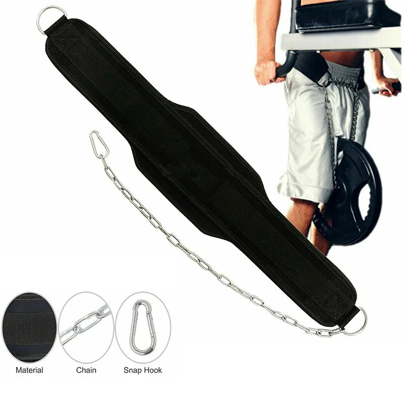 Neoprene Weight Lifting Dip Belt with Chain