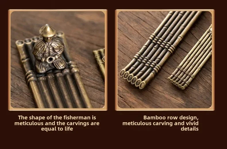 Japanese Style Boat Incense Holder with Fishing Man
