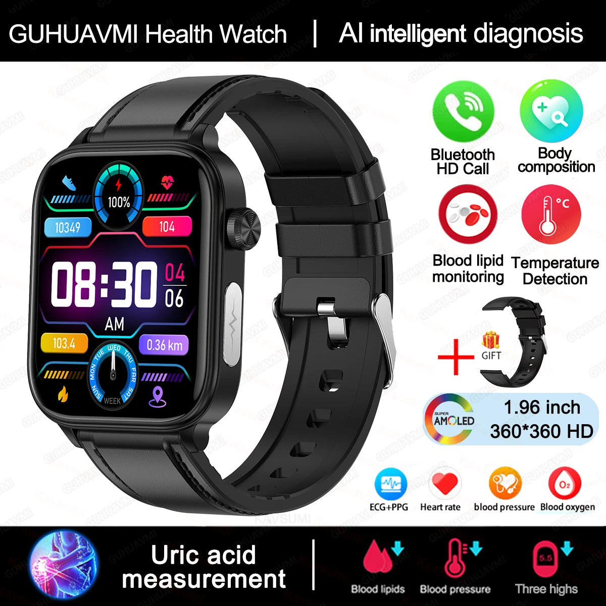 2025 ECG+PPG Health Smartwatch