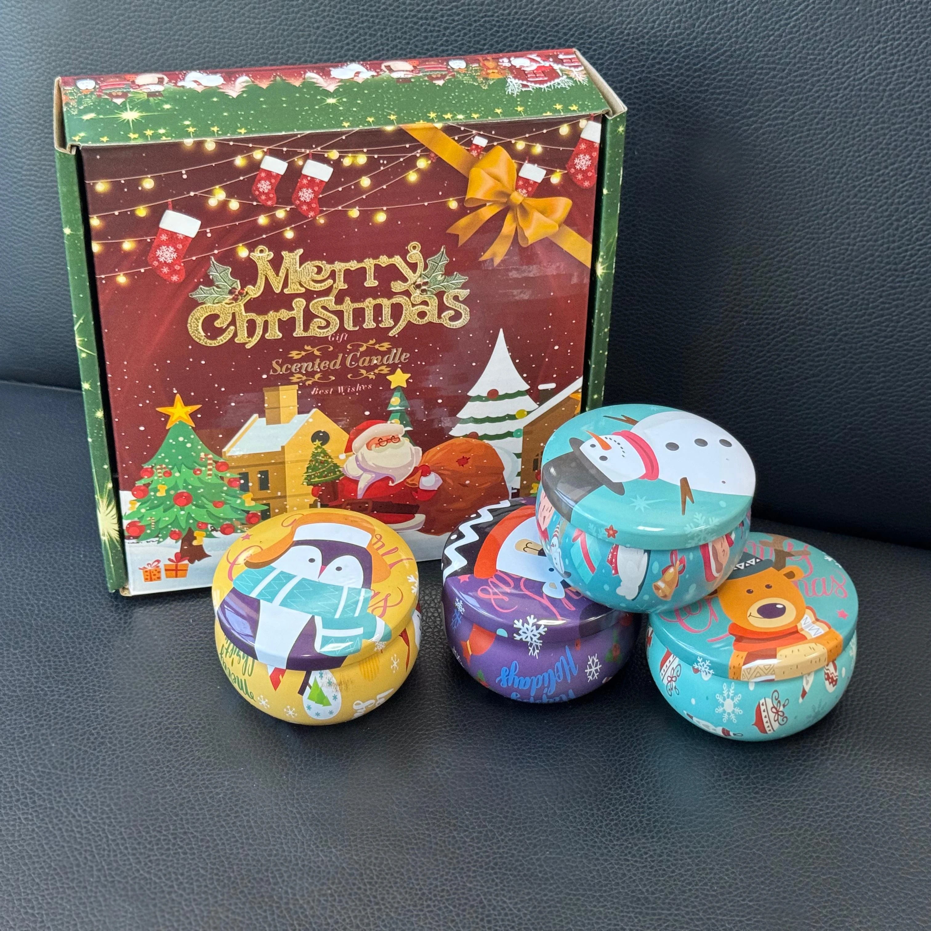 4pcs Christmas Soy Wax Aromatherapy Candle Set