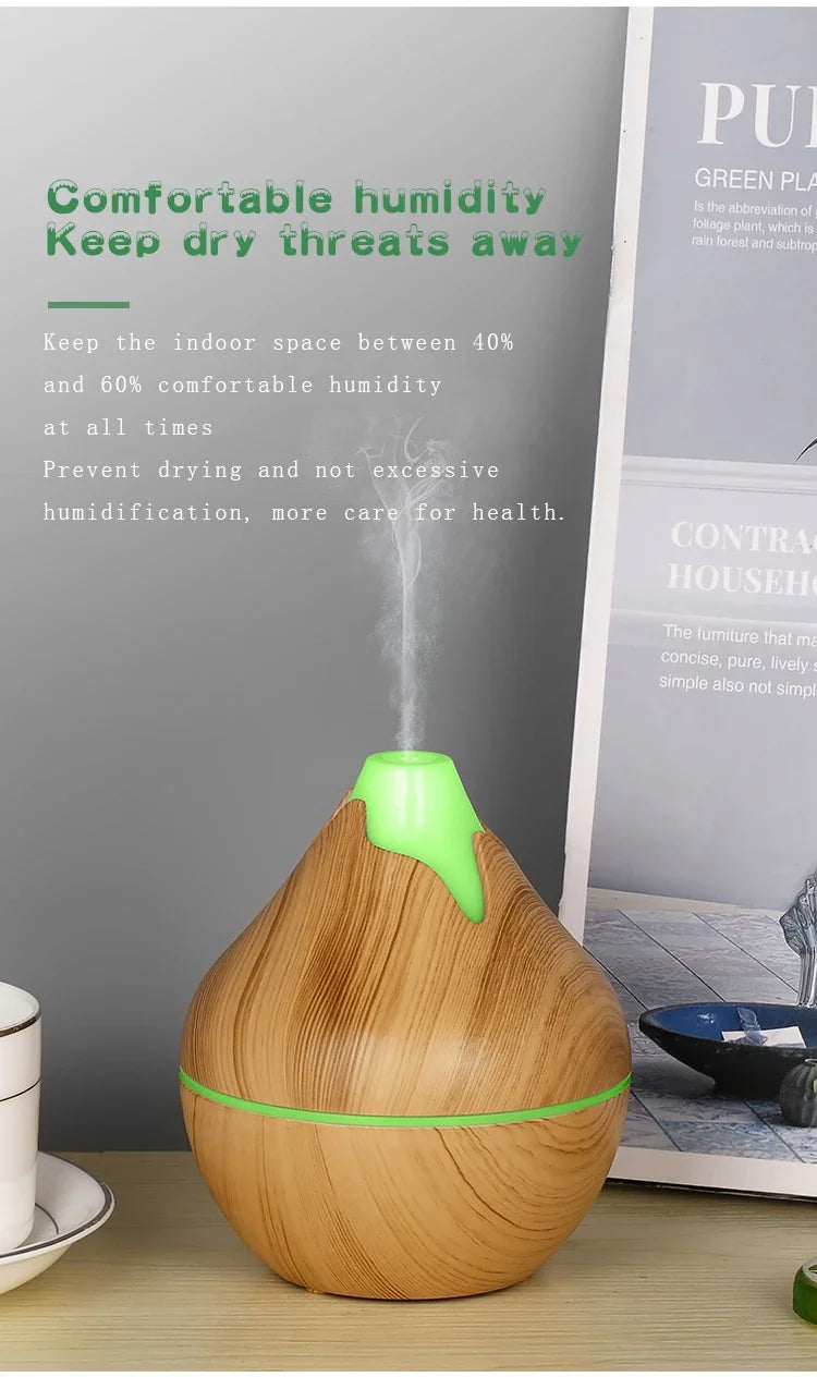 350ml USB Wood Grain Aroma Diffuser & Humidifier