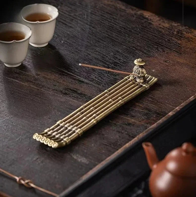 Japanese Style Boat Incense Holder with Fishing Man