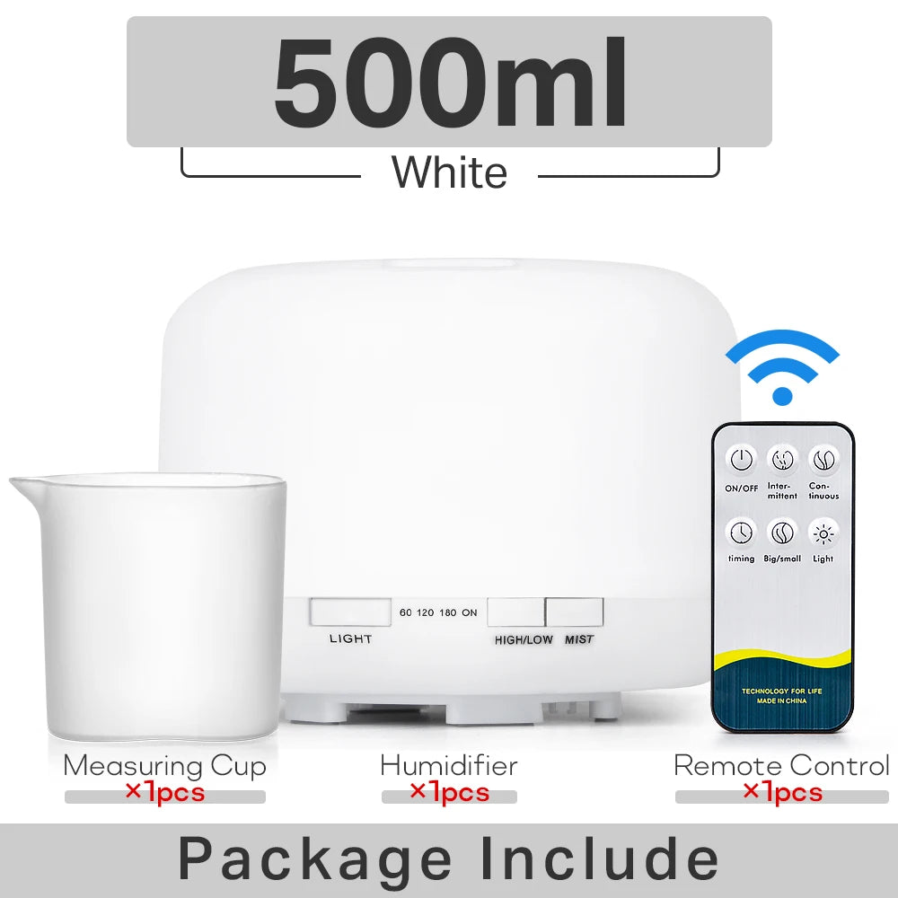 Ultrasonic Essential Oil Diffuser & Humidifier (300/500/1000ml)