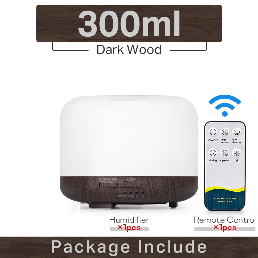 Ultrasonic Essential Oil Diffuser & Humidifier (300/500/1000ml)
