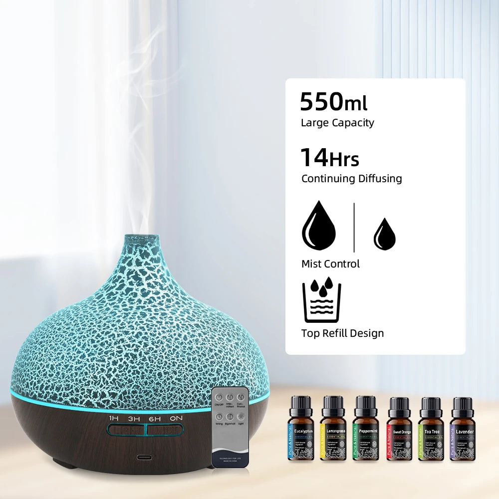 550ml Ultrasonic Aromatherapy Diffuser & Humidifier