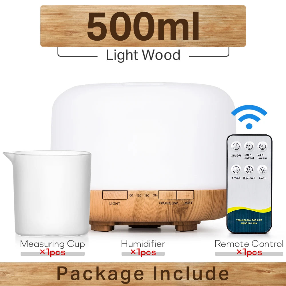Ultrasonic Essential Oil Diffuser & Humidifier (300/500/1000ml)