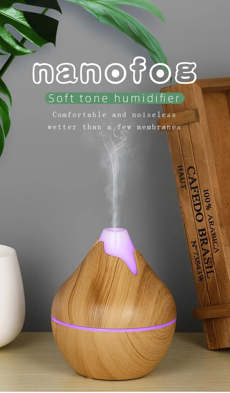 350ml USB Wood Grain Aroma Diffuser & Humidifier