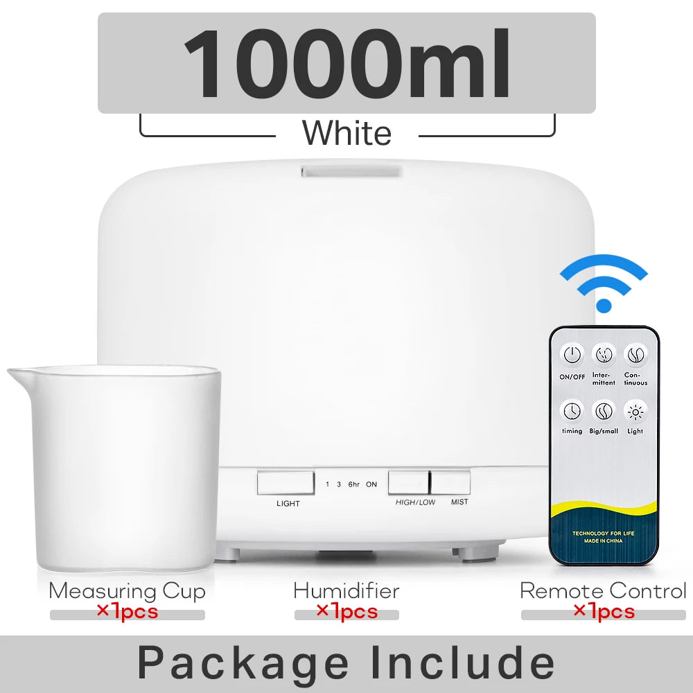 Ultrasonic Essential Oil Diffuser & Humidifier (300/500/1000ml)