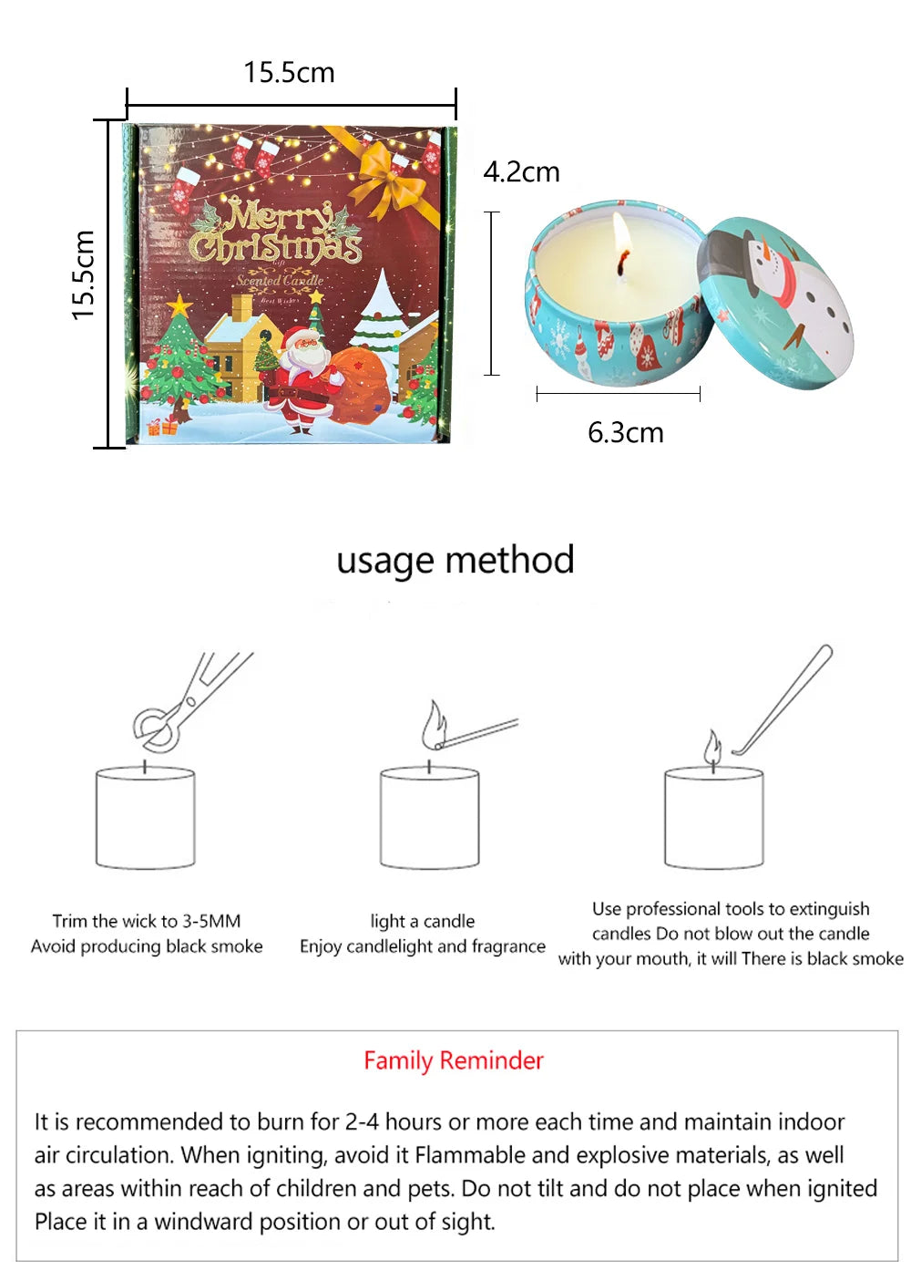 4pcs Christmas Soy Wax Aromatherapy Candle Set