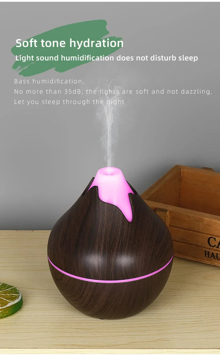 350ml USB Wood Grain Aroma Diffuser & Humidifier