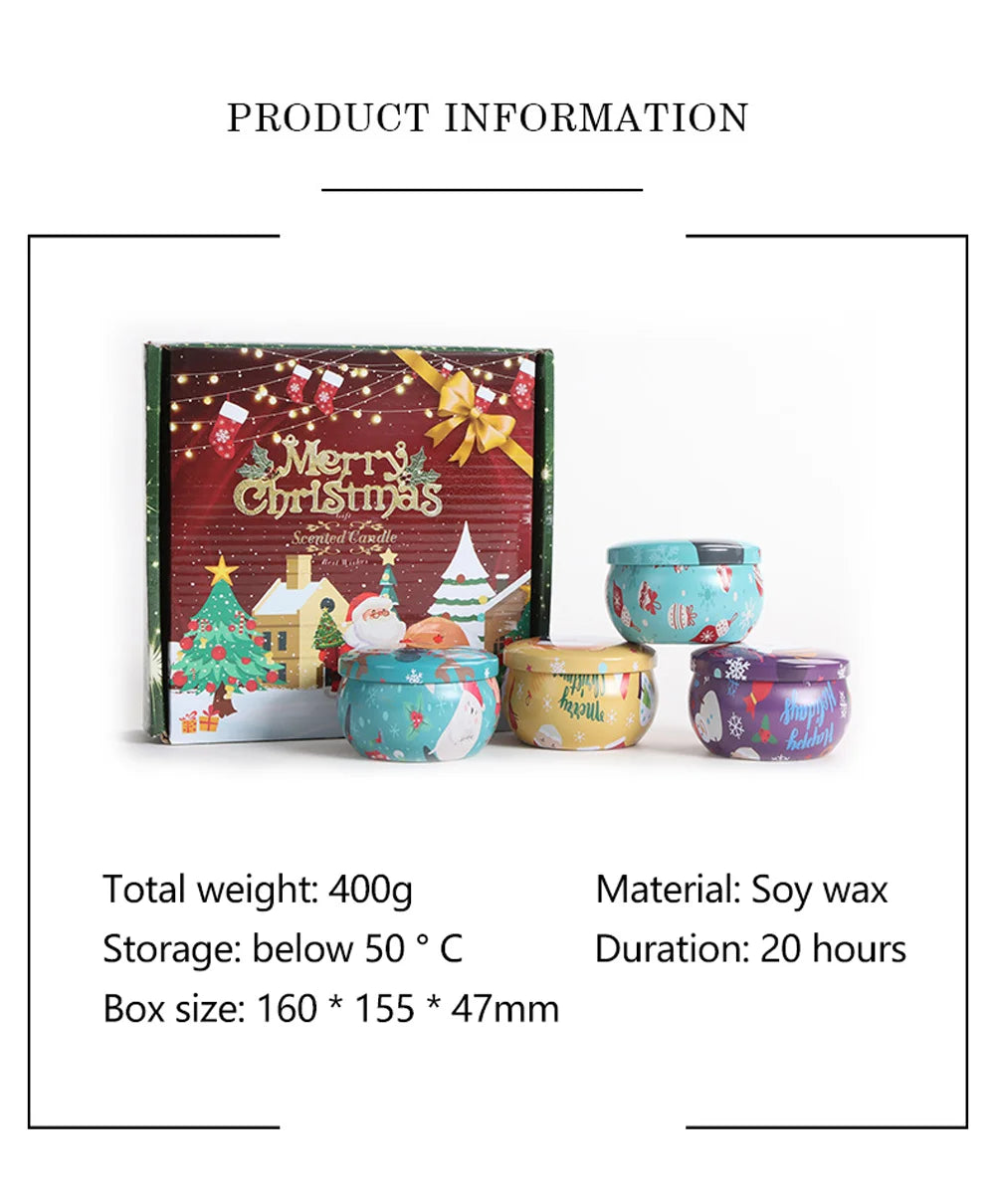 4pcs Christmas Soy Wax Aromatherapy Candle Set