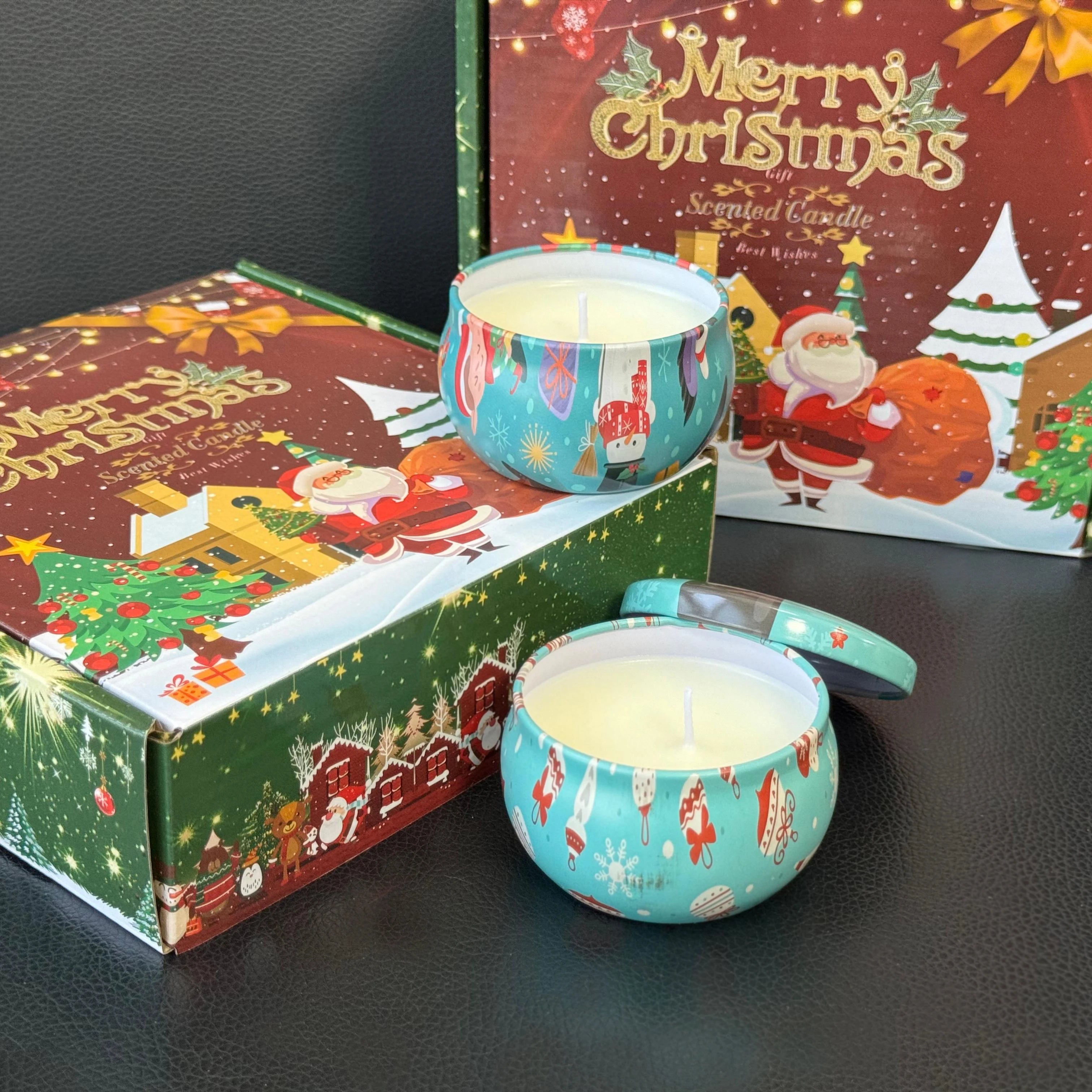 4pcs Christmas Soy Wax Aromatherapy Candle Set