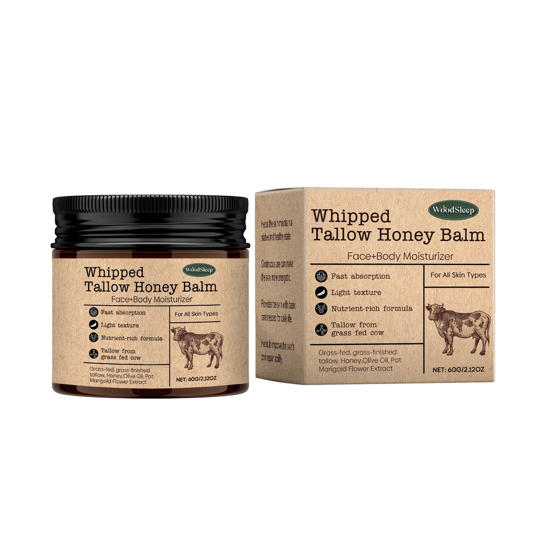 WoodSleep Beef Tallow Moisturizing Cream with Wild Honey