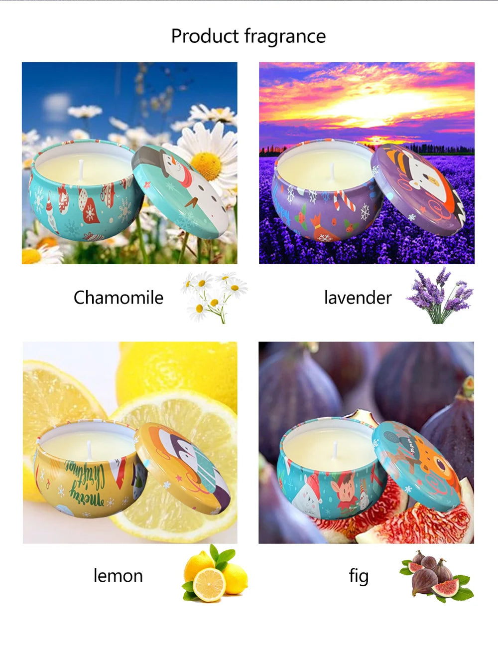 4pcs Christmas Soy Wax Aromatherapy Candle Set