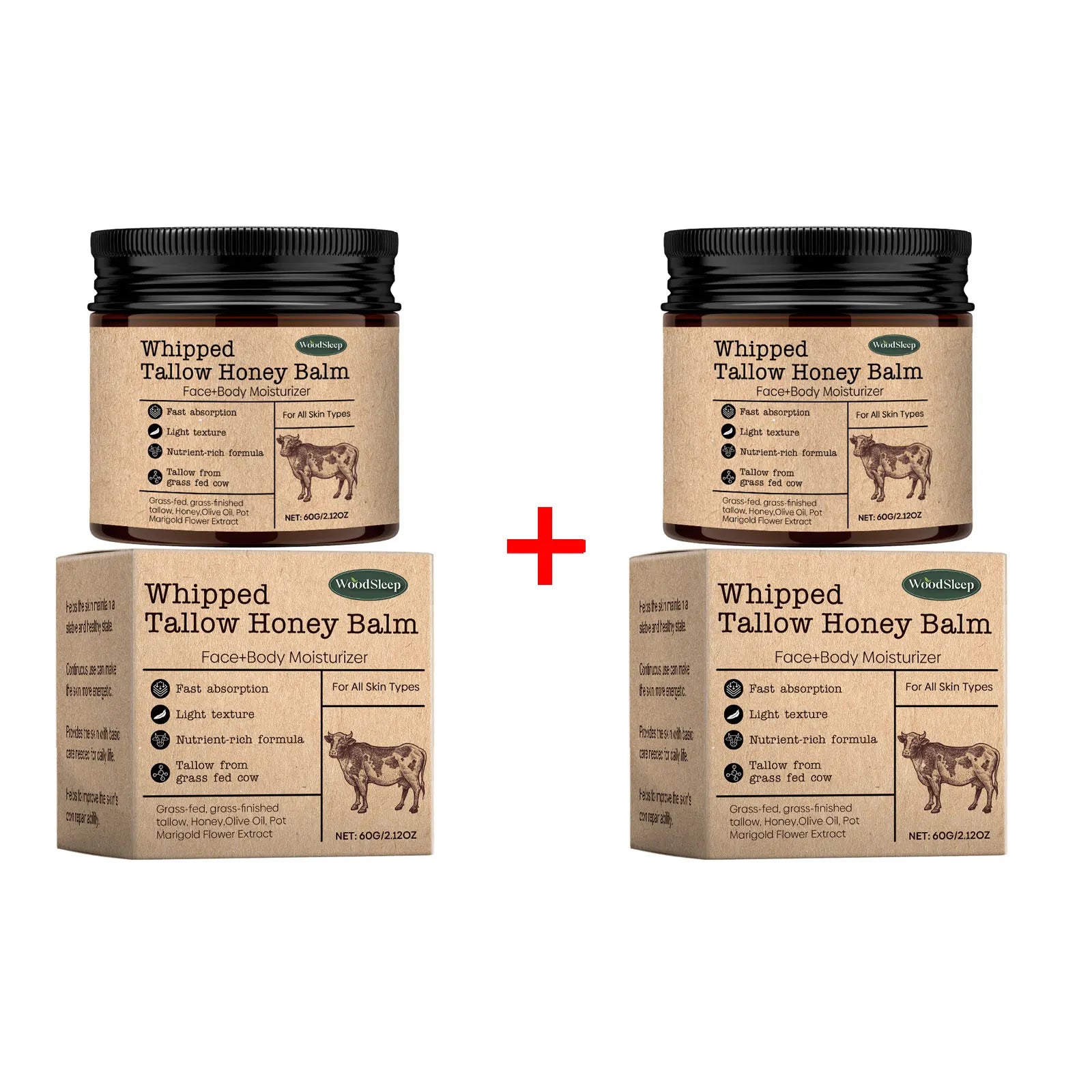 WoodSleep Beef Tallow Moisturizing Cream with Wild Honey