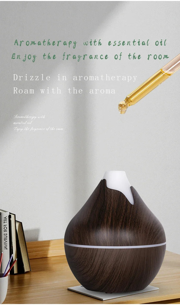 350ml USB Wood Grain Aroma Diffuser & Humidifier