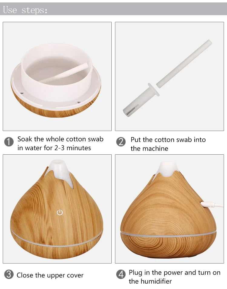 350ml USB Wood Grain Aroma Diffuser & Humidifier