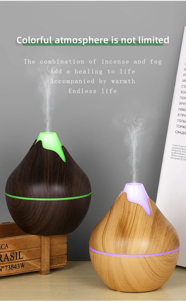 350ml USB Wood Grain Aroma Diffuser & Humidifier